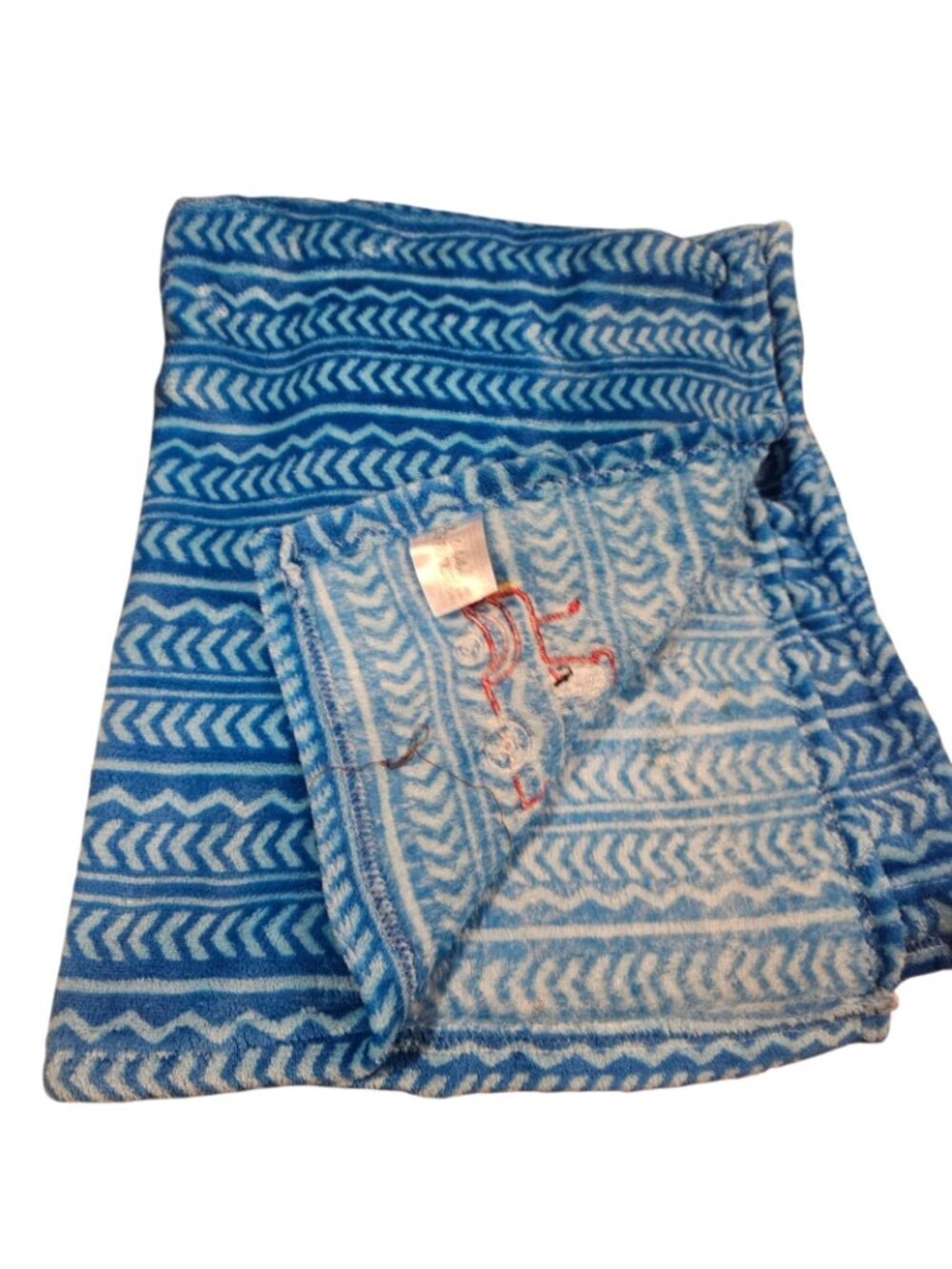 Le Bebe Favorite Red Tractor Truck Blue Zigzag Stripe Baby Blanket Fleece - Picture 3 of 7